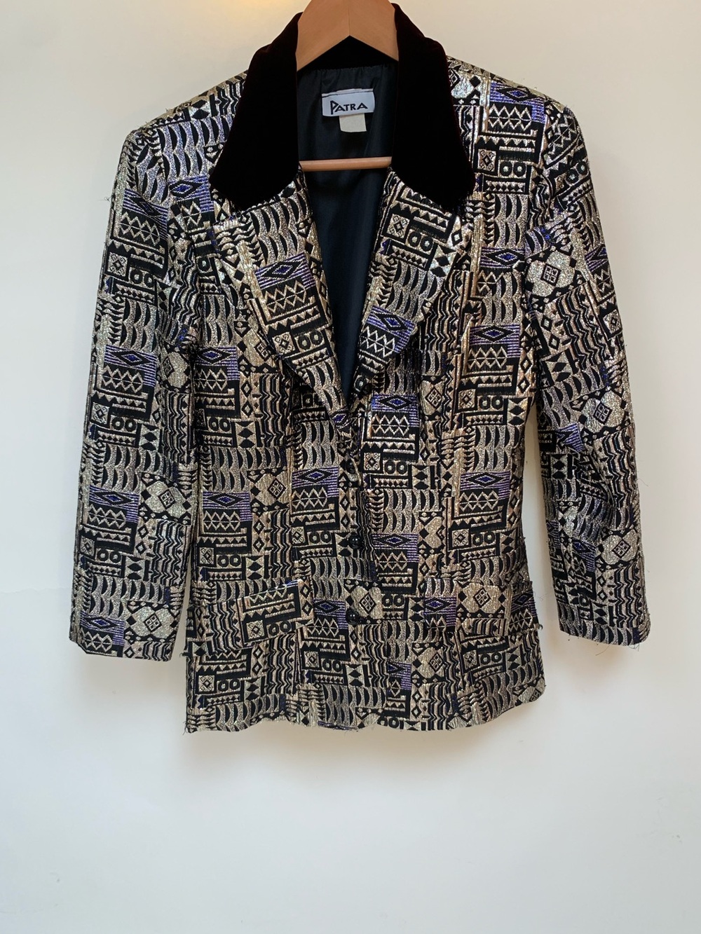 Vtg Patra Womens Metallic Long Sleeve Blazer Sz 10 80’s 90’s Geometric Old Money